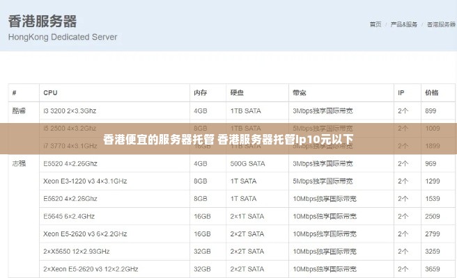 香港便宜的服务器托管 香港服务器托管ip10元以下